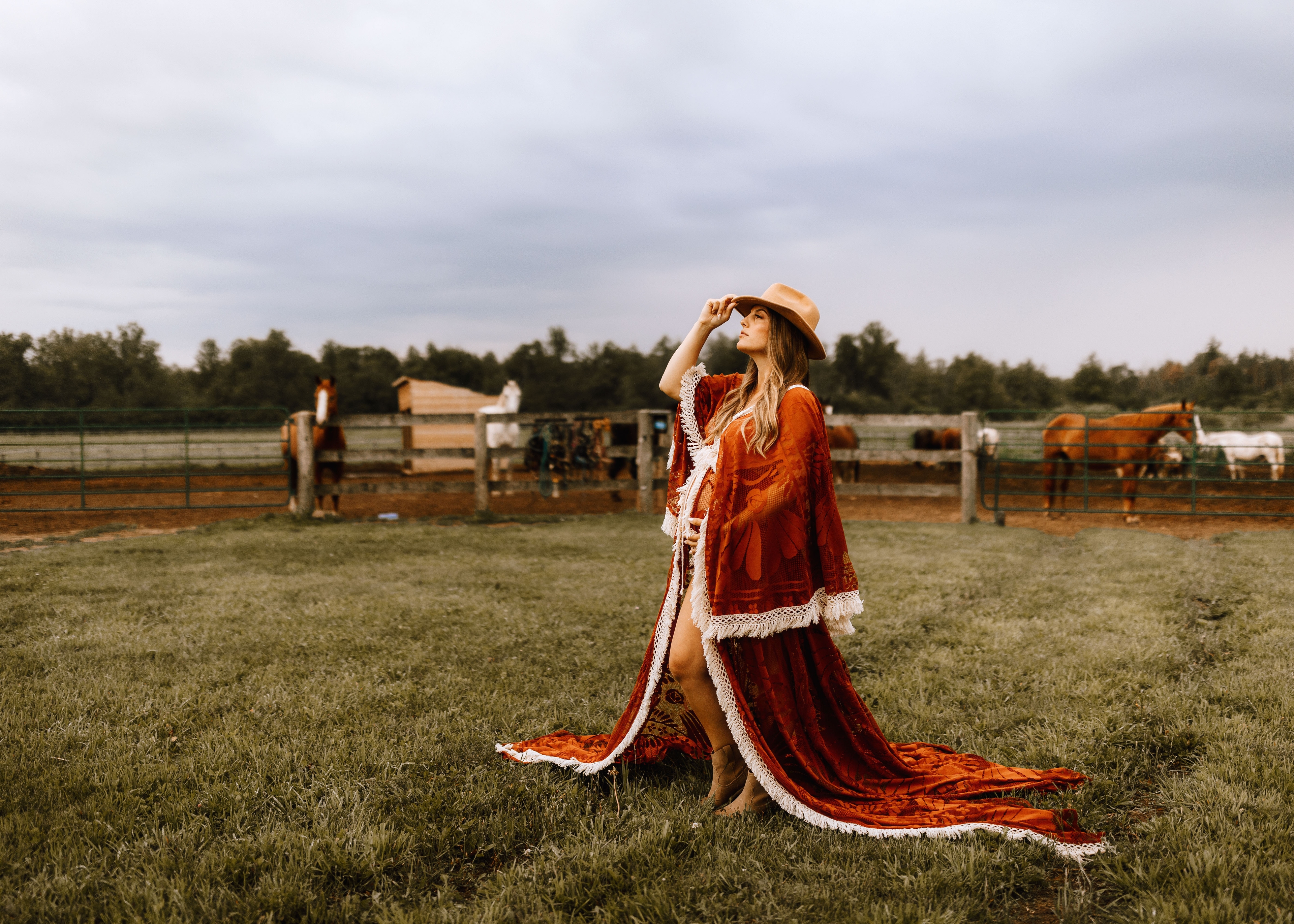 A Maternity Session with Horses at Green Acres, Waterdown Ontario